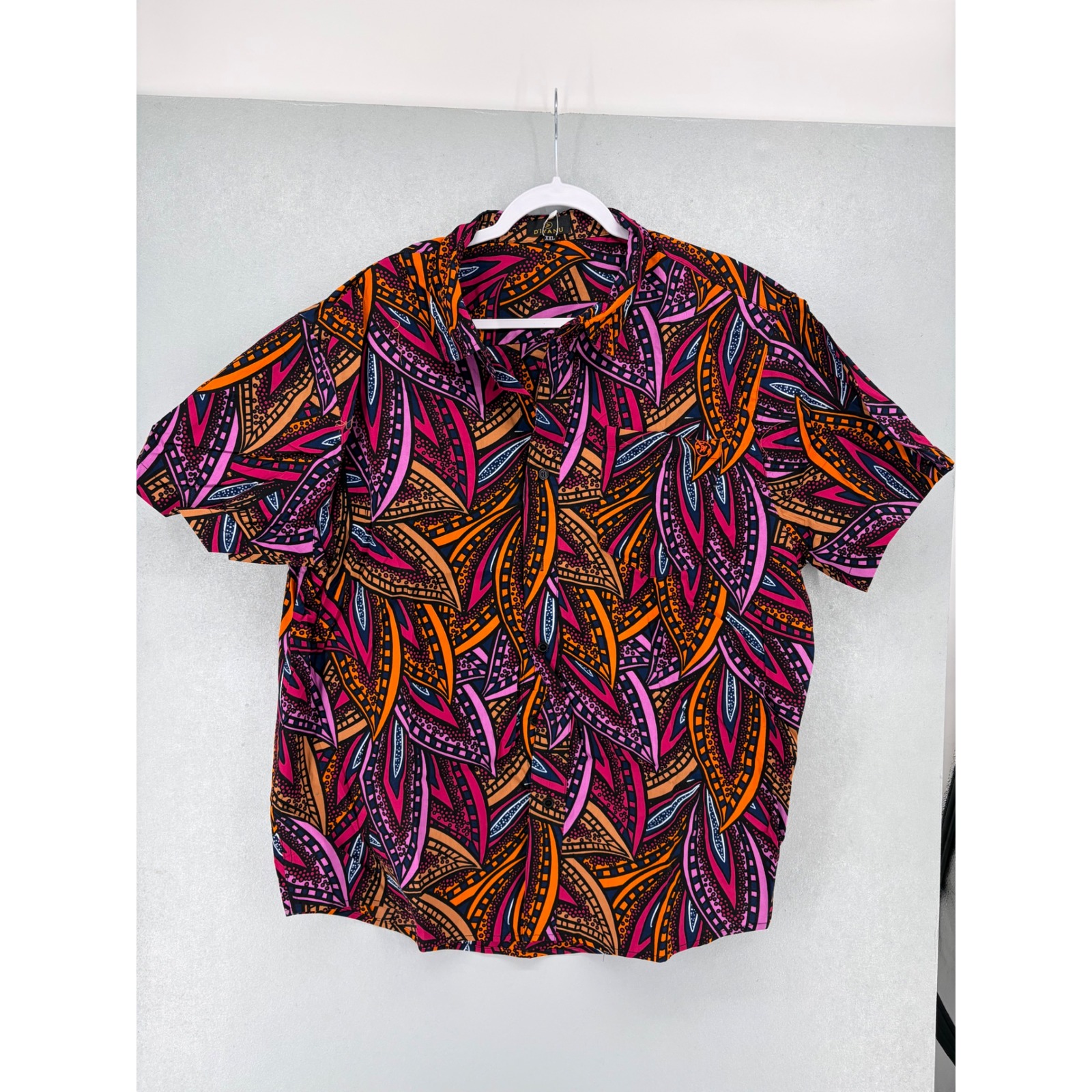 D'iyanu Mens Button Down African Print Geometric Leaf Multicolor Xxl — image 2 of 7